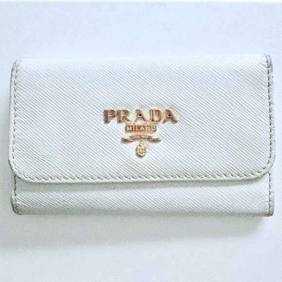 Prada Accessories - Prada Cream Wallet with Gold Logo